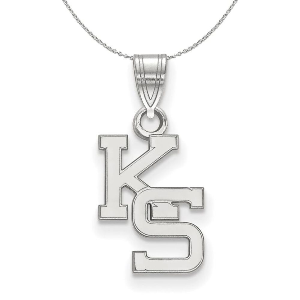 Sterling Silver Kansas State Small Pendant Necklace - 18 Inch